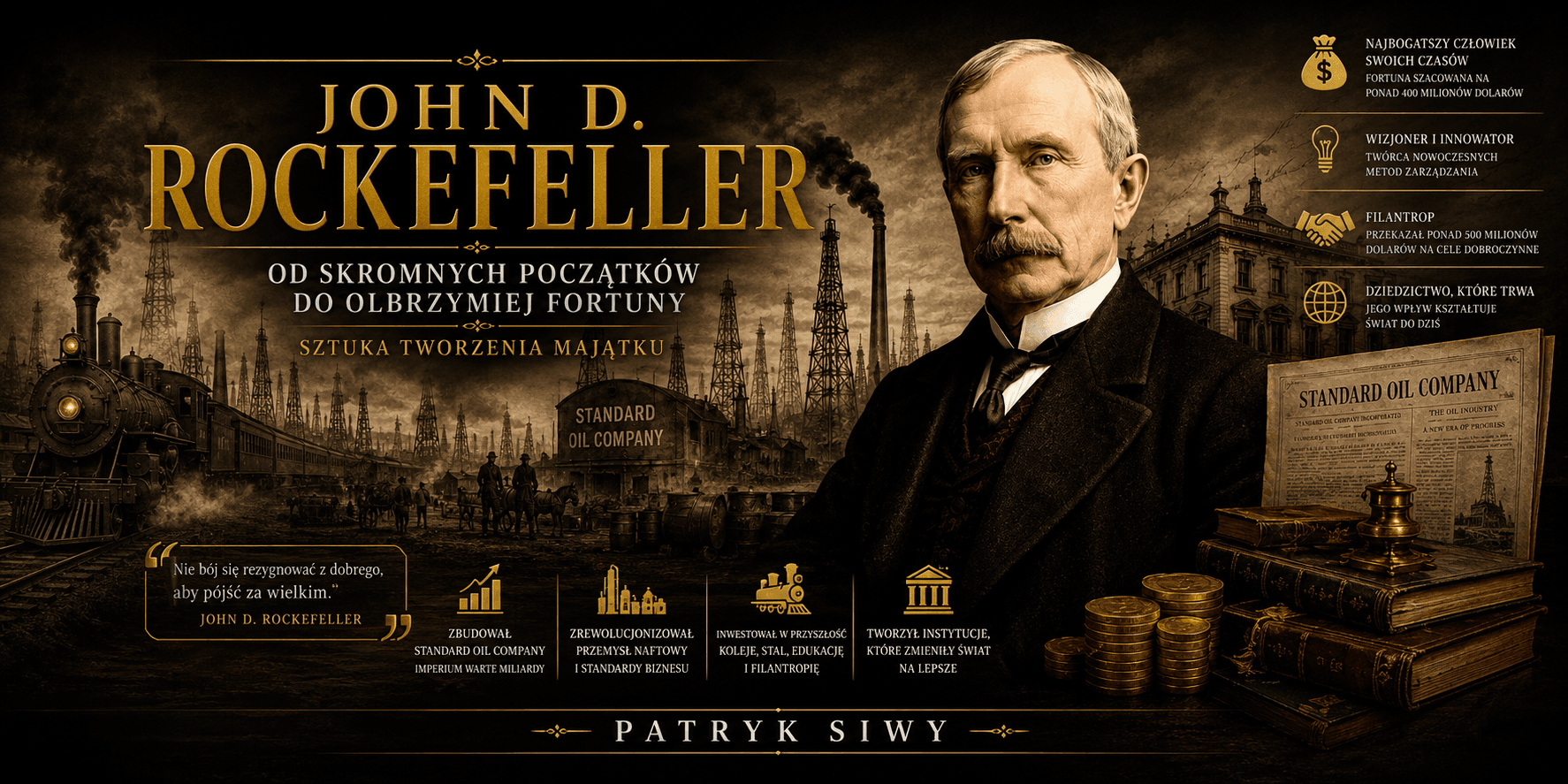 książka John D. Rockefeller Od Skromnych Początków do Olbrzymiej Fortuny - Patryk Siwy