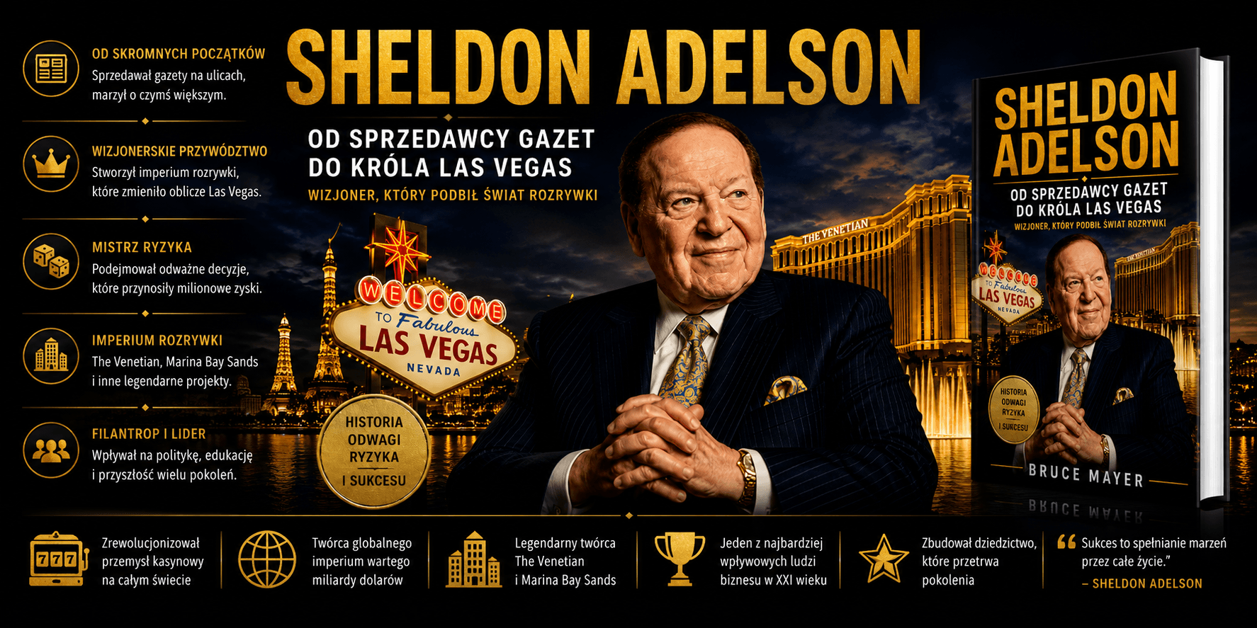 książka Sheldon Adelson. Od Sprzedawcy Gazet do Króla Las Vegas - Bruce Mayer