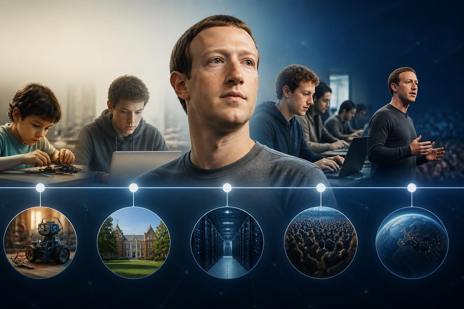 Oś czasu życia i kariery Marka Zuckerberga