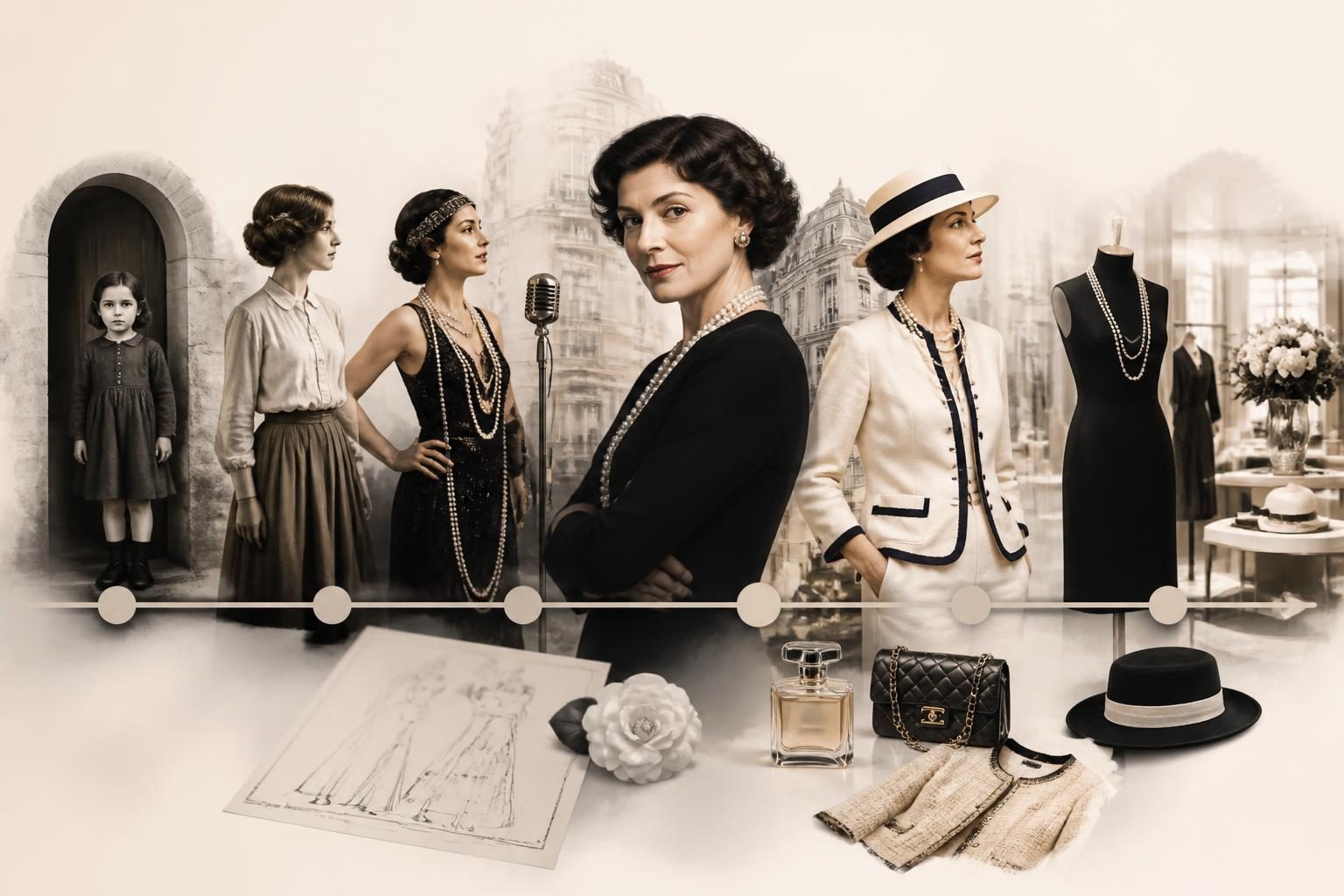 Oś czasu życia i kariery Coco Chanel